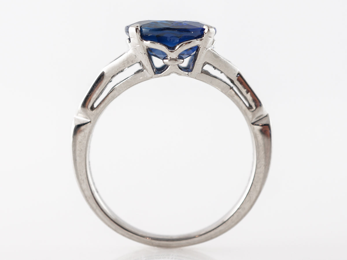 Solitaire Cushion Cut Sapphire Engagement Ring in Platinum
