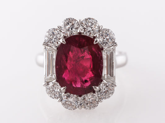 4 Carat Ruby & Diamond Cocktail Ring in Platinum