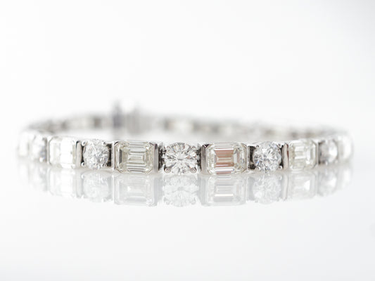 Round & Emerald Cut Diamond Line Bracelet in Platinum