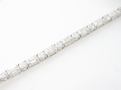 Round & Emerald Cut Diamond Line Bracelet in Platinum