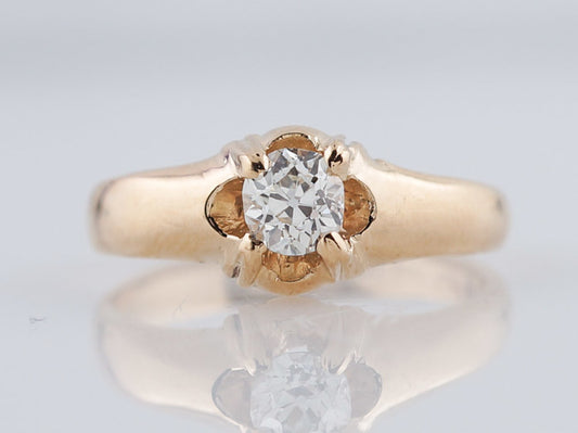 Engagement Ring 1917 Edwardian England .38ct Old European Cut Diamond in 14k Yellow Gold