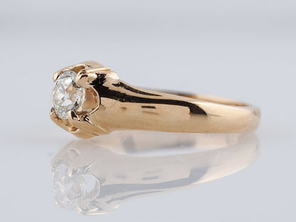 Engagement Ring 1917 Edwardian England .38ct Old European Cut Diamond in 14k Yellow Gold