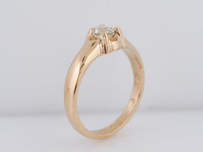 Engagement Ring 1917 Edwardian England .38ct Old European Cut Diamond in 14k Yellow Gold