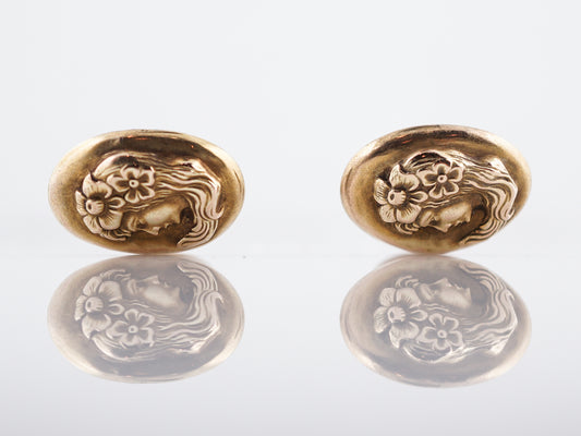 Antique Cufflinks Art Nouveau in 14K Yellow Gold