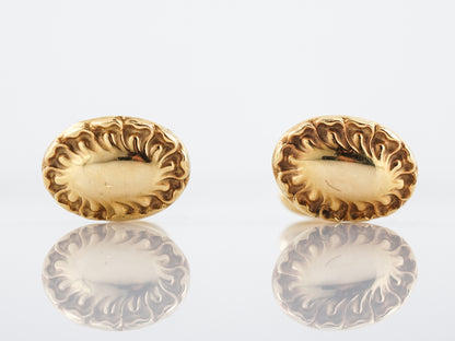 Antique Oval Cufflinks Victorian in 14K Yellow Gold
