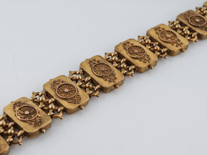 Antique Bracelet Victorian Etruscan Revival in 14k Yellow Gold