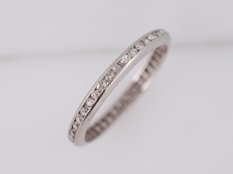 Antique Eternity Wedding Band Art Deco .91ct French Cut Diamonds in Platinum