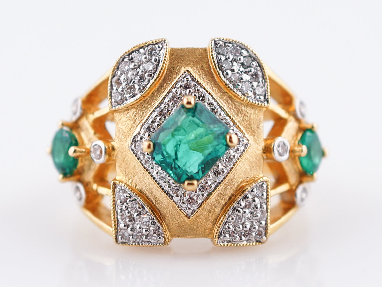 Vintage Right Hand Ring Mid-Century .60 Emerald Cut Emerald in 20K Yellow Gold
