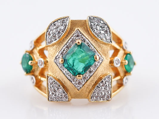 Vintage Right Hand Ring Mid-Century .60 Emerald Cut Emerald in 20K Yellow Gold
