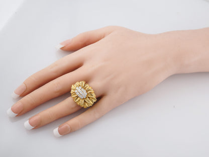 Vintage Right Hand Ring Mid Century 1.04 Round Brilliant Cut Diamonds in 14k Yellow Gold