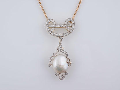 Antique Art Nouveau 18.00ct Pearl Necklace in 14k White and Yellow Gold