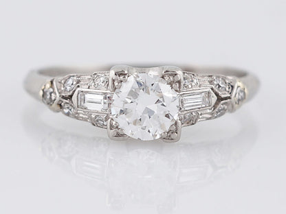 Antique Engagement Ring Art Deco .50 ct Old European Cut Diamond in Platinum