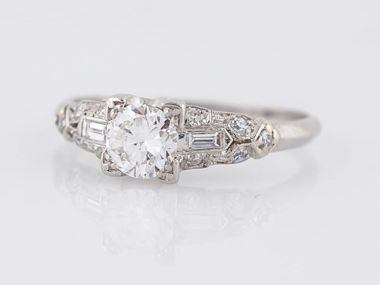 Antique Engagement Ring Art Deco .50 ct Old European Cut Diamond in PlatinumComposition: Platinum Total Diamond Weight: .50ct Total Gram Weight: 3.10 g