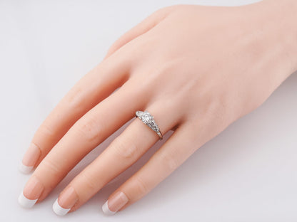 Antique Engagement Ring Art Deco .50 ct Old European Cut Diamond in Platinum