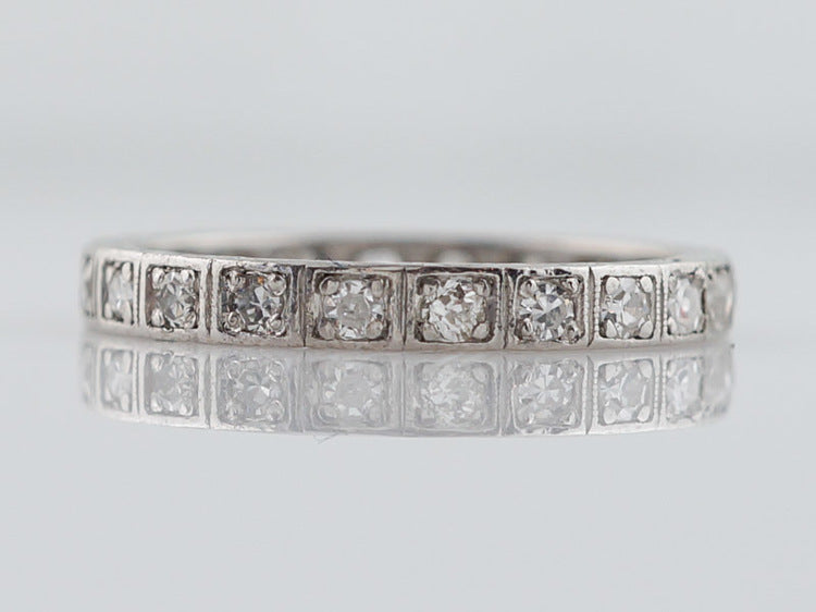 Antique Eternity Wedding Band Art Deco .22ct Single Cut Diamonds in 18k White Gold