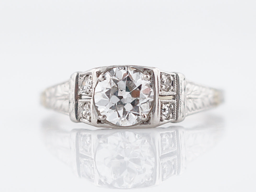 Antique 1930's Diamond Engagement Ring Art Deco Engraved