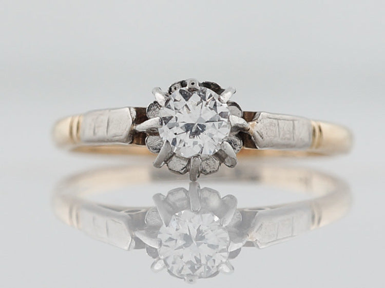 Antique Engagement Ring Art Deco .25ct Old European Cut Diamond in 18k Yellow Gold & Platinum