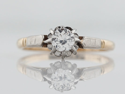 Antique Engagement Ring Art Deco .25ct Old European Cut Diamond in 18k Yellow Gold & Platinum