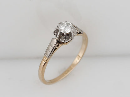 Antique Engagement Ring Art Deco .25ct Old European Cut Diamond in 18k Yellow Gold & Platinum
