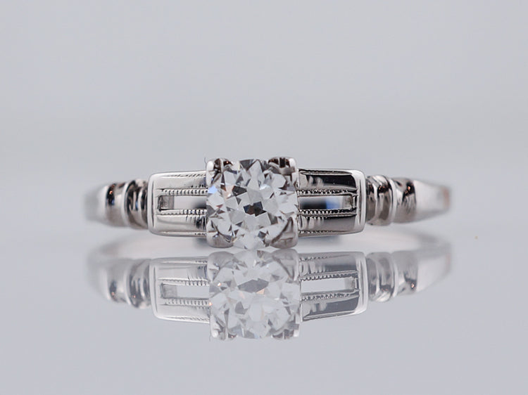 Antique Engagement Ring Art Deco .25ct Old European Cut Diamond in 18k White GoldComposition: PlatinumTotal Diamond Weight: .25 ctTotal Gram Weight: 1.70 g
