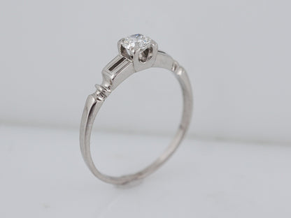 Antique Engagement Ring Art Deco .25ct Old European Cut Diamond in 18k White Gold