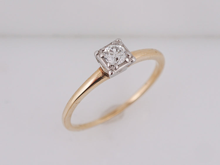 Yellow Gold Solitaire Diamond Engagement Ring Art Deco