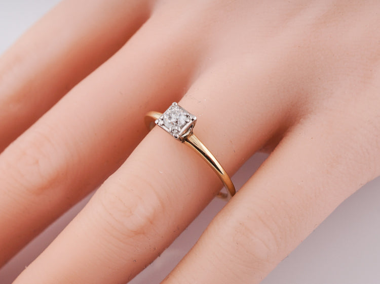 Yellow Gold Solitaire Diamond Engagement Ring Art Deco
