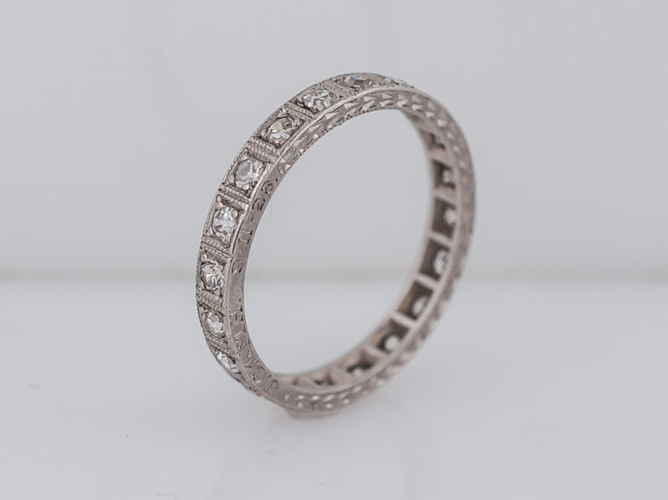 Antique Eternity Wedding Band Art Deco .30ct Single Cut Diamonds in Platinum