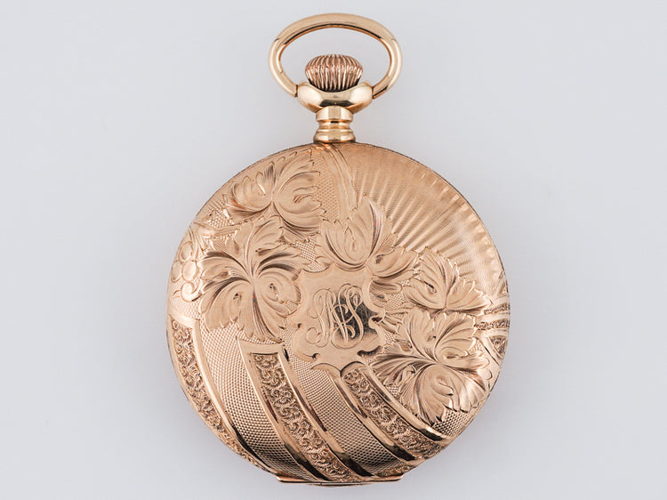 Antique Waltham 15J Pocket Watch Art Deco in 14k Yellow Gold