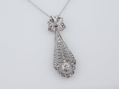Antique Necklace Art Deco .29 Old European Cut Diamond in Platinum