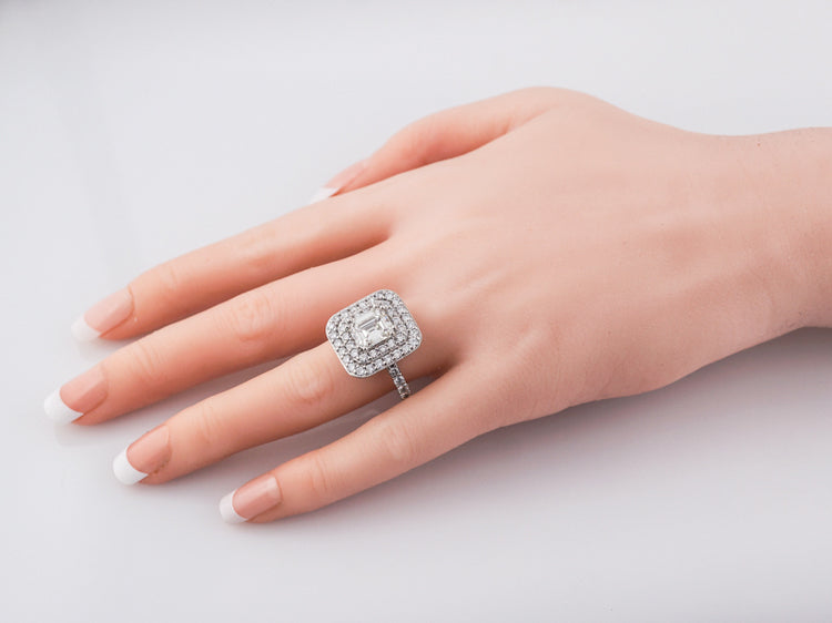 Vintage Right Hand Ring Mid-Century 2.41 Emerald Cut Diamond in Platinum