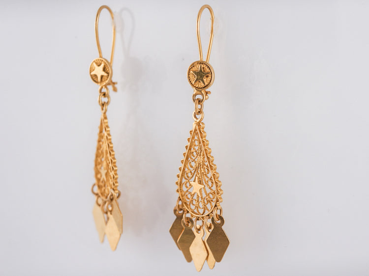 Modern Dangle Drop Earrings in 18k Yellow Gold