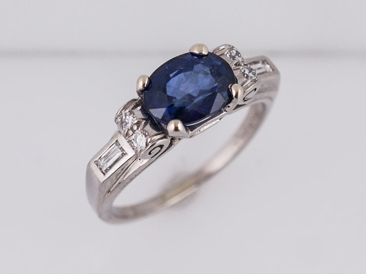 Engagement Ring Modern 1.79 Oval Cut Sapphire in Palladium