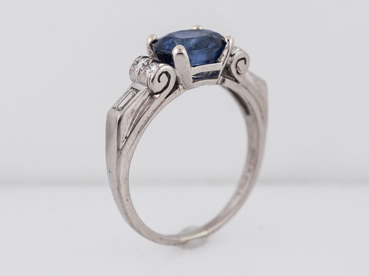 Engagement Ring Modern 1.79 Oval Cut Sapphire in Palladium