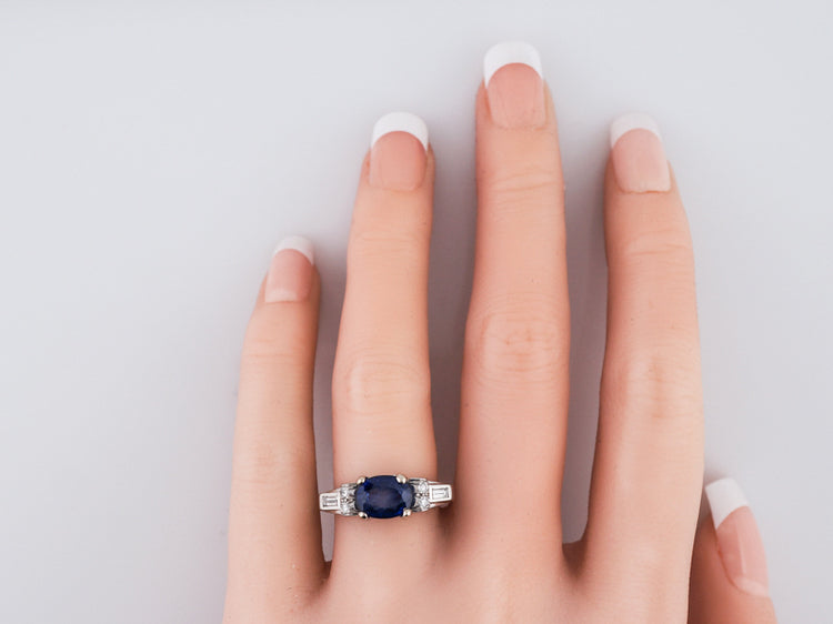 Modern Italian 14K White Gold 1.5 CT Blue Sapphire Diamond Engagement Ring  AR119-14KWGDBS | Decorum Jewelry