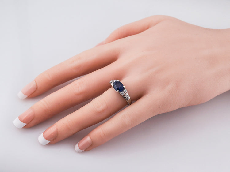 Engagement Ring Modern 1.79 Oval Cut Sapphire in Palladium