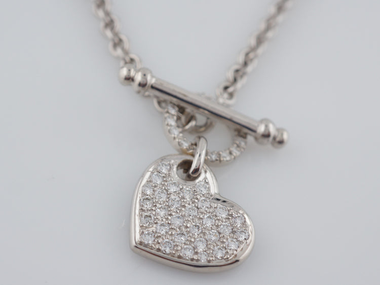 Modern Heart Necklace 1.52 Round Brilliant Cut Diamonds in 18k White GoldComposition: Platinum