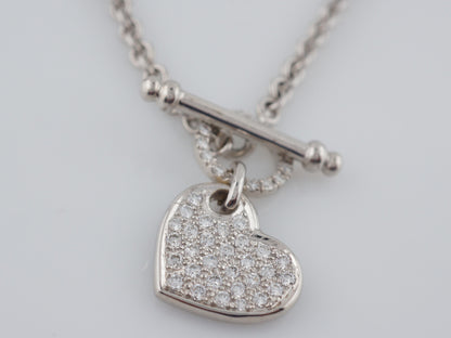 Modern Heart Necklace 1.52 Round Brilliant Cut Diamonds in 18k White Gold