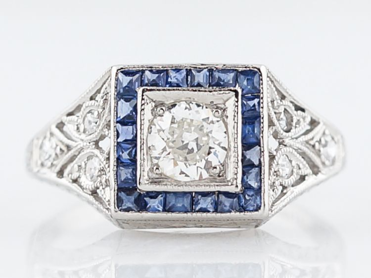 Antique Engagement Ring Art Deco .28 Old European Cut Diamond in Platinum