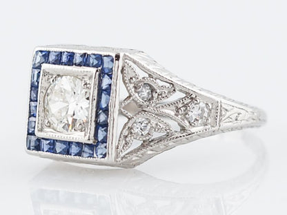 Antique Engagement Ring Art Deco .28 Old European Cut Diamond in Platinum
