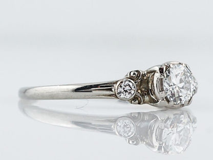Antique Engagement Ring Jabel Art Deco .33 Old European Cut Diamond in 18k White Gold