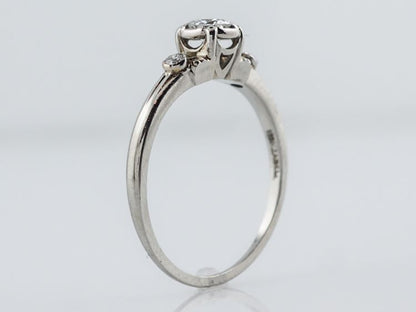 Antique Engagement Ring Jabel Art Deco .33 Old European Cut Diamond in 18k White Gold