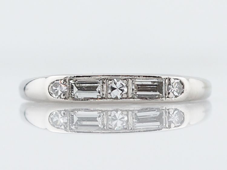 Antique Wedding Band Art Deco .35 Baguette & Single Cut Diamonds in Platinum