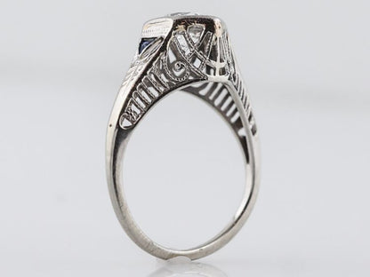 Antique Engagement Ring Art Deco .62 Round Brilliant Cut Diamond in 18k White Gold