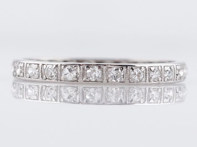 Antique Eternity Wedding Band Art Deco .54 Single Cut Diamond in Platinum