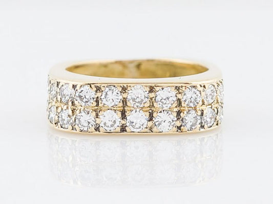 Right Hand Ring Modern Pave 1.30 Round Brilliant Cut Diamonds in 14k Yellow Gold