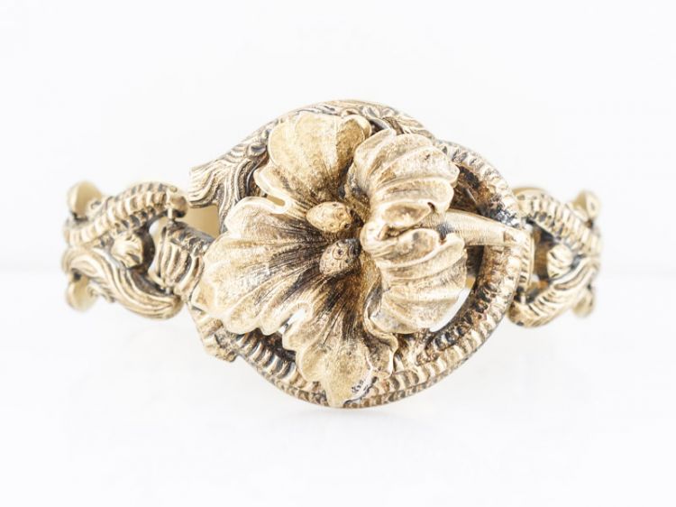 Antique Bracelet Early Victorian in 14k Yellow Gold Floral Motif
