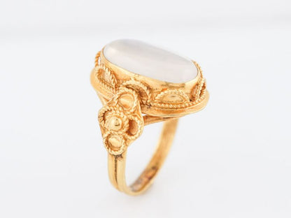 Vintage Right Hand Ring Mid-Century 3.93 Cabochon Cut Moonstone in 14k Yellow Gold