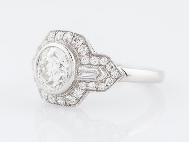 Engagement Ring Modern 1.03 Old European Cut Diamond in Platinum