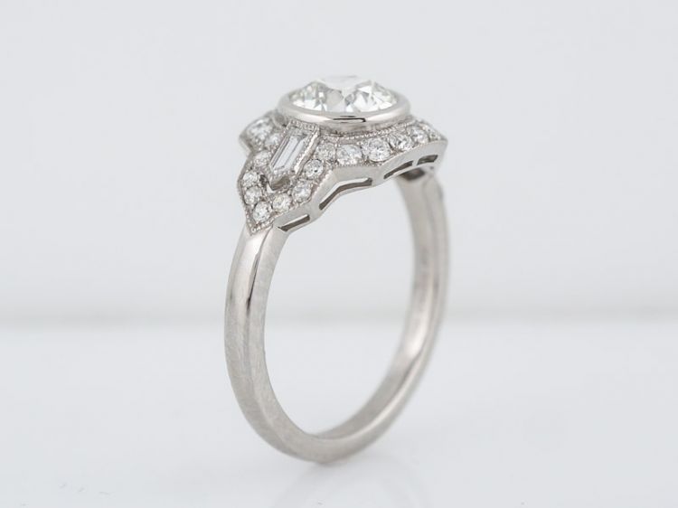 Engagement Ring Modern 1.03 Old European Cut Diamond in Platinum